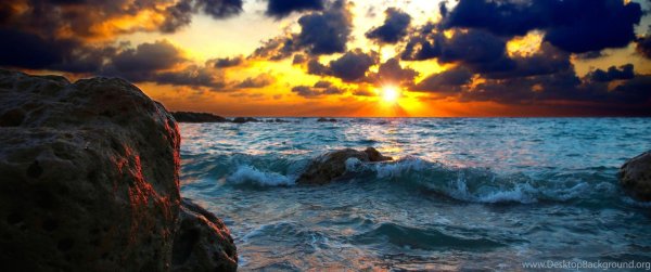 волны на закате