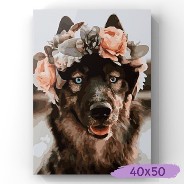 овчарка с цветком