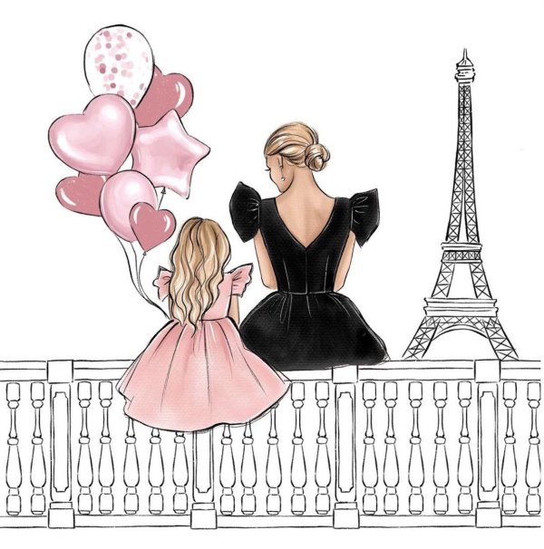 девушка в париже иллюстрация