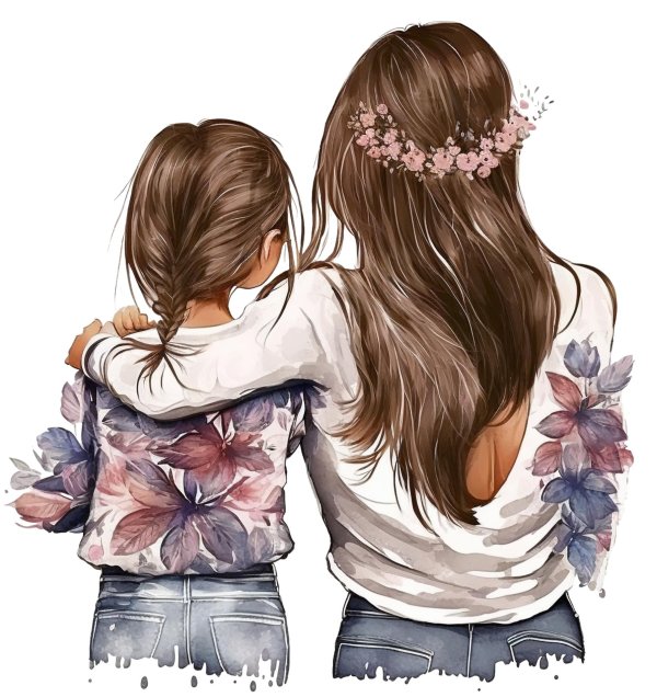 мать и дочь рисунок
