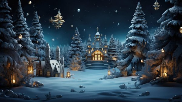 сказочный новогодний лес