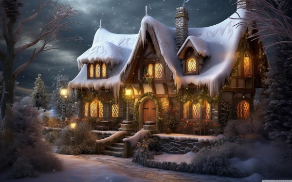 сказочный домик зимой