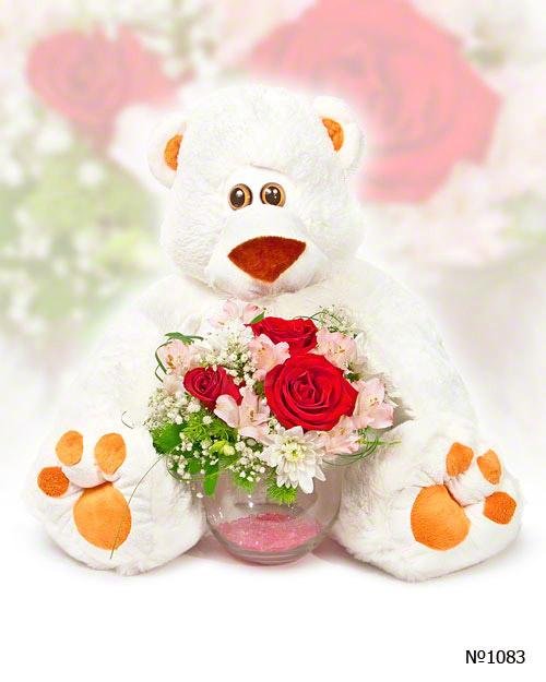 цветы с мишкой