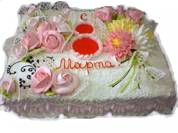 украшение торта к 8 марта