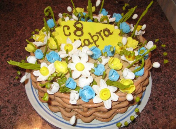 торт корзинка с цветами