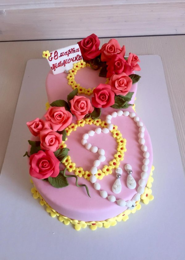 украшение торта к 8 марта