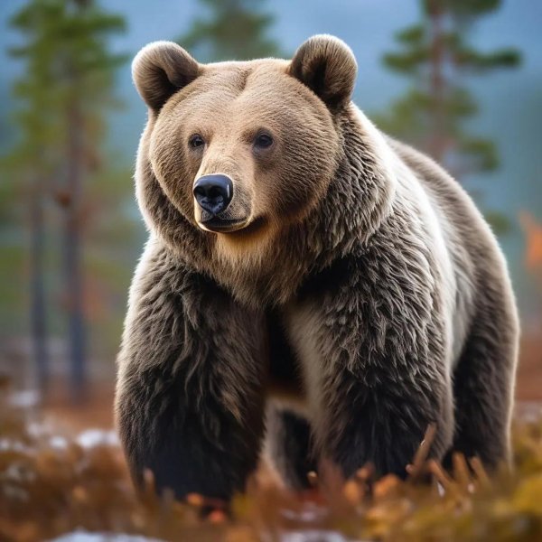 медведь боком