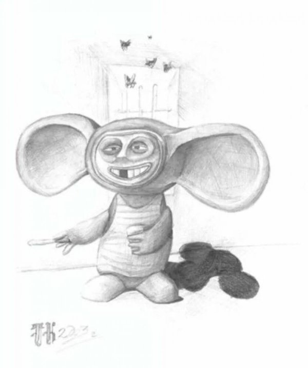 чебурашка карандашом