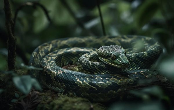 зеленая болотная гадюка