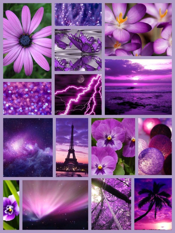 коллаж в сиреневых тонах