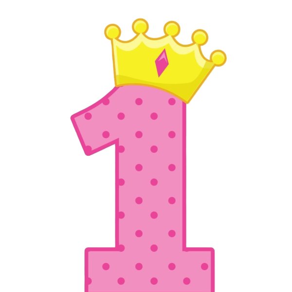 цифра 1 розовая