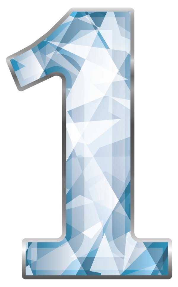 цифра один на прозрачном фоне