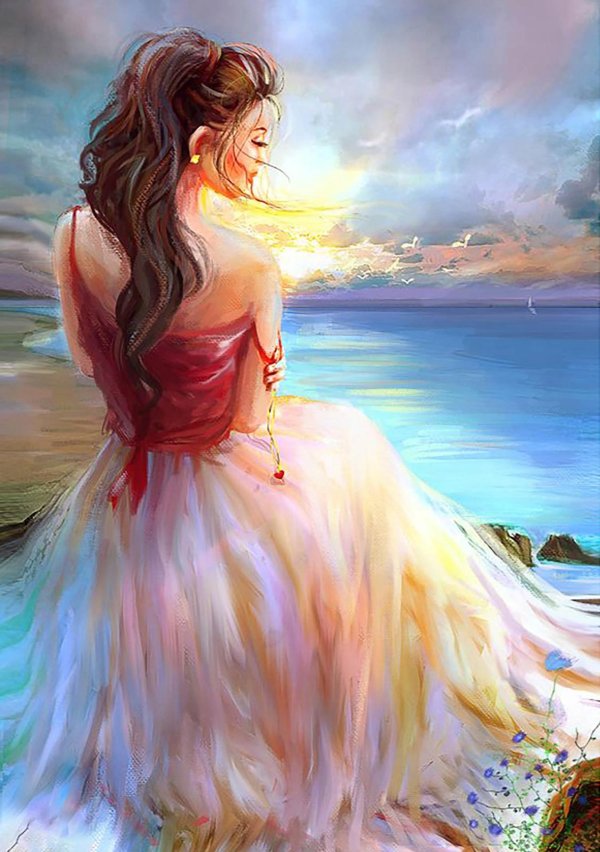 девушка море