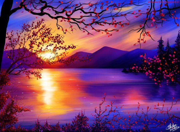 красивые рисунки с закатом