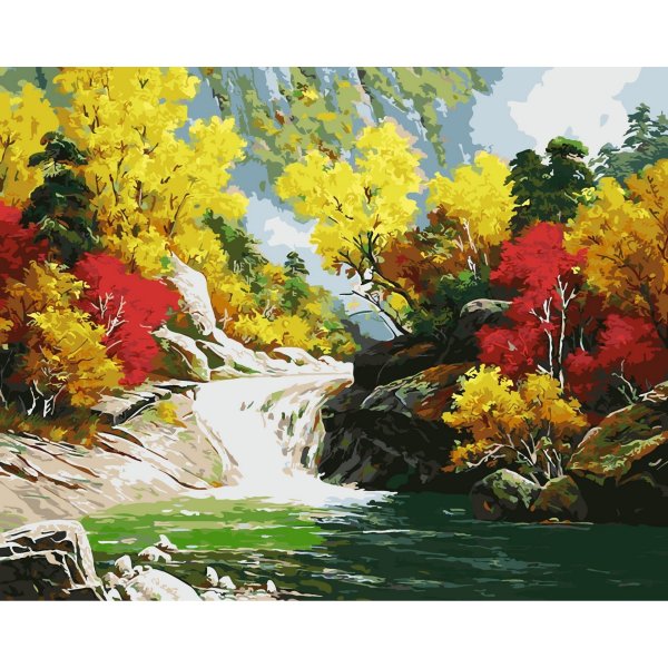 алмазная мозаика горный водопад 40х50