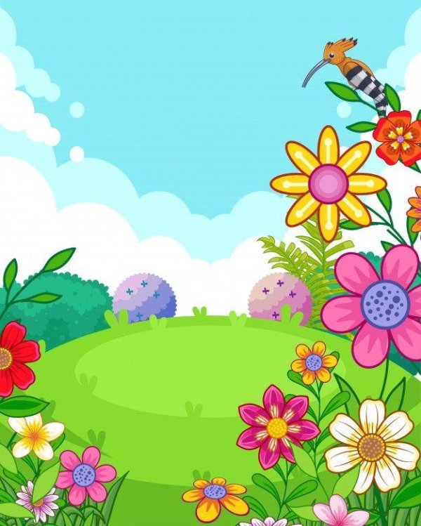 цветы на поляне рисунок