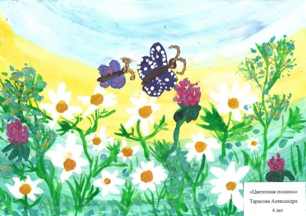 рисование цветочный луг старшая группа