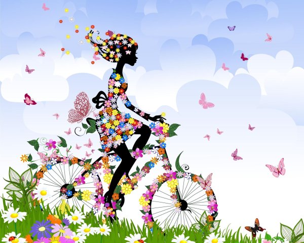 девушка на велосипеде