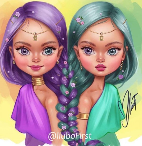 близняшки рисунок