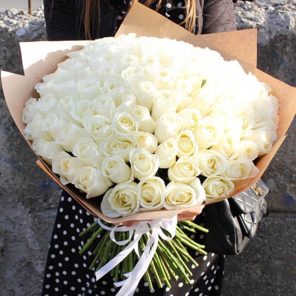 Белые розы букеты большие