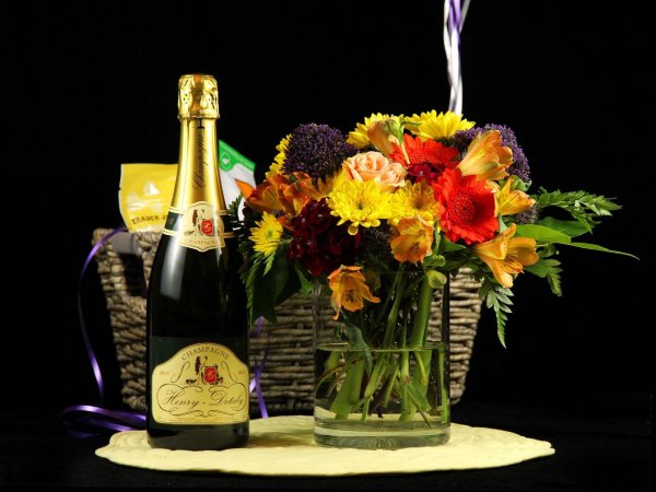 цветы шампанское