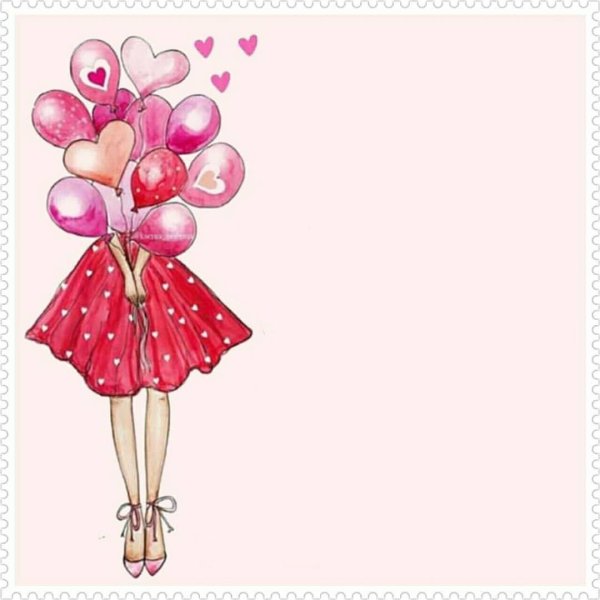 зарисованная девушка с шариками