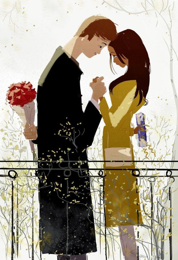 Влюбленные пары нарисованные