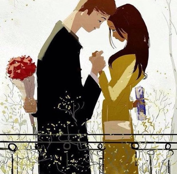 Влюбленные пары нарисованные