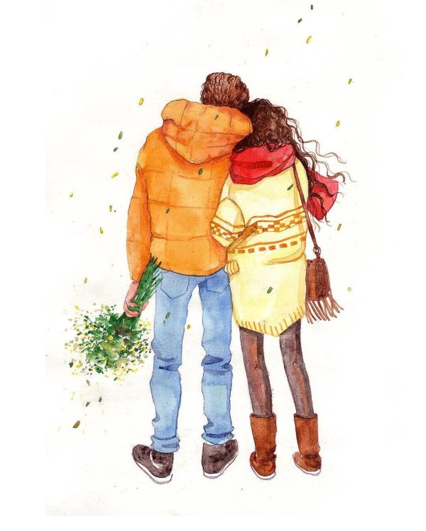 Влюбленные пары нарисованные