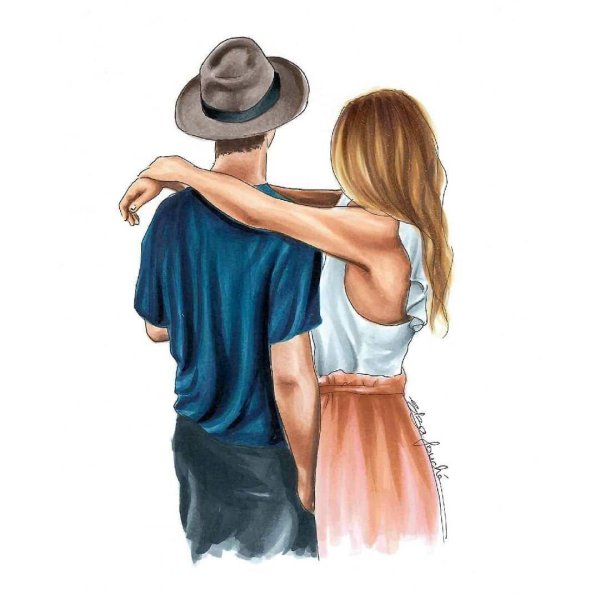 Влюбленные пары нарисованные