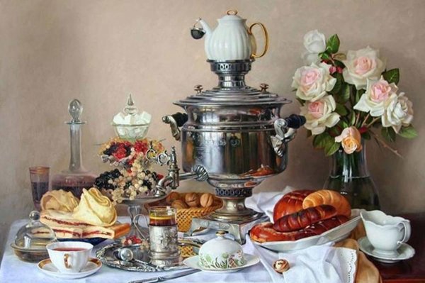 Чаепитие с самоваром