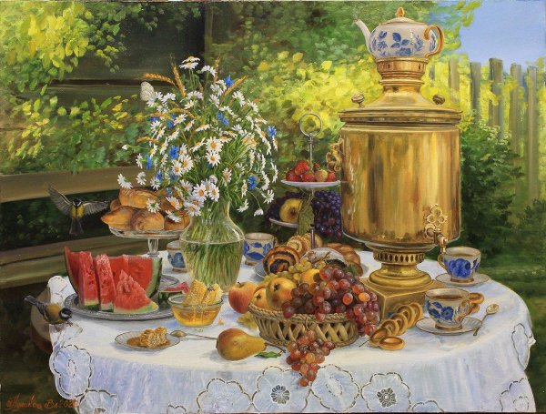 Чаепитие с самоваром