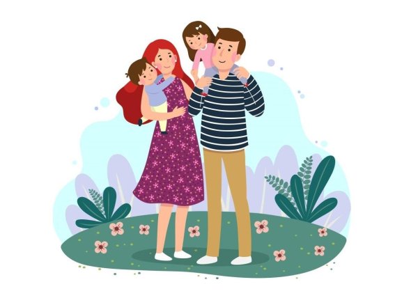 С детьми семья