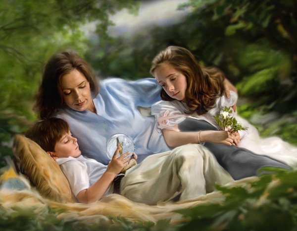 С детьми семья