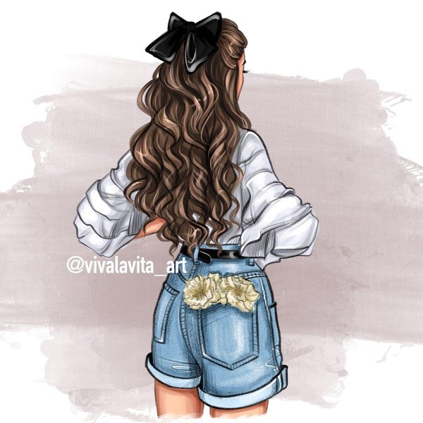 Девушек со спины нарисованные