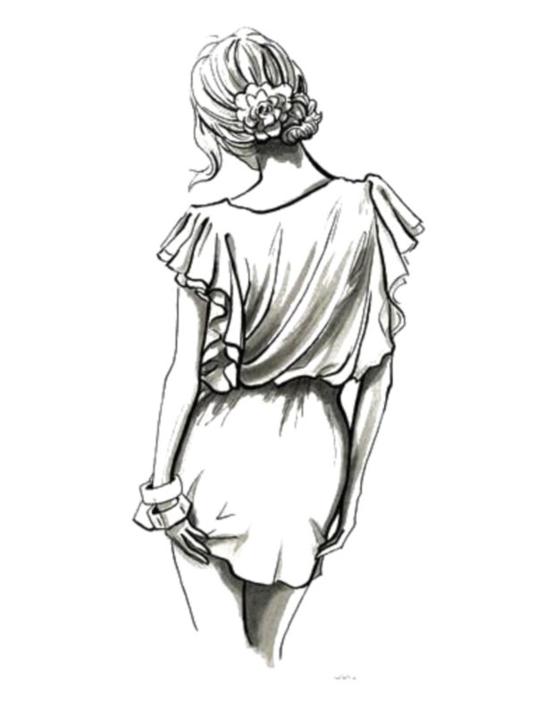 Девушек со спины нарисованные