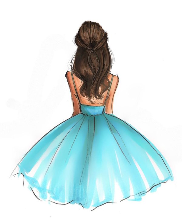 Девушек со спины нарисованные