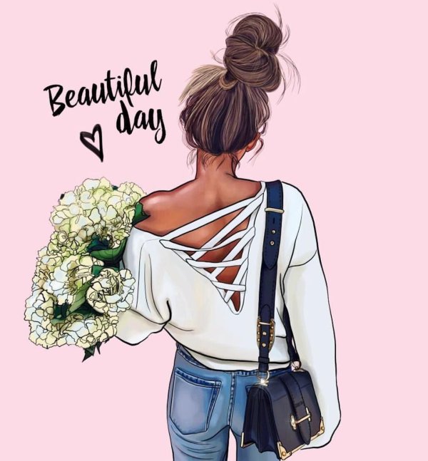 Девушек со спины нарисованные