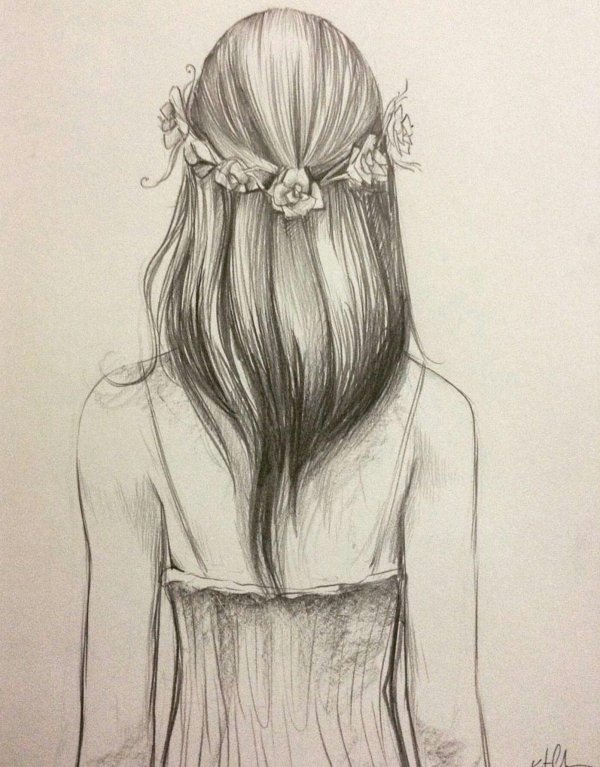 Девушек со спины нарисованные
