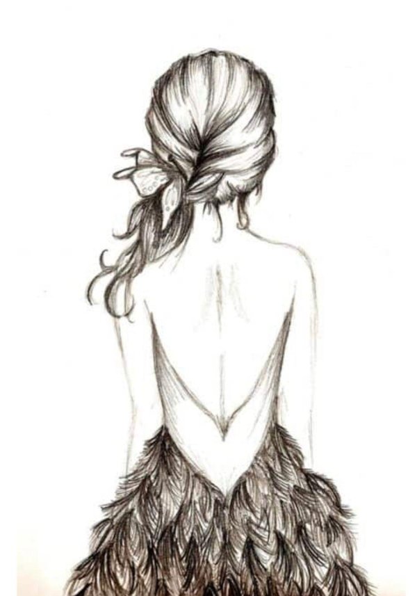 Девушек со спины нарисованные