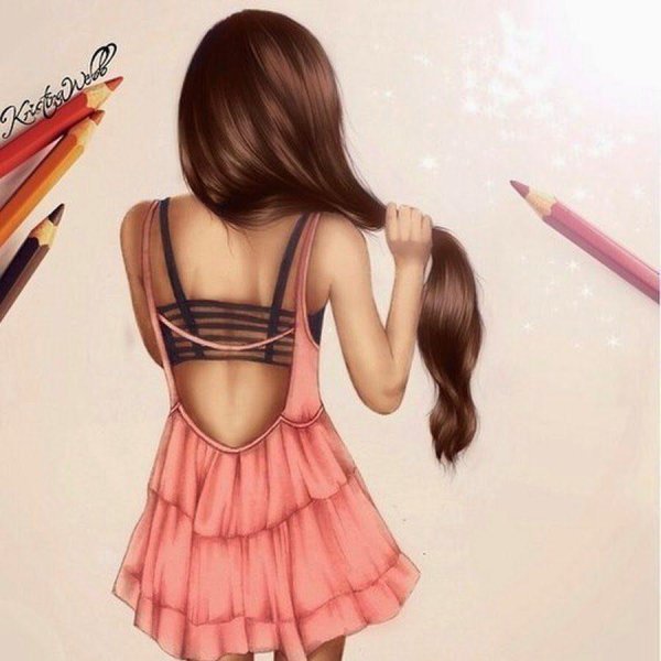 Девушек со спины нарисованные