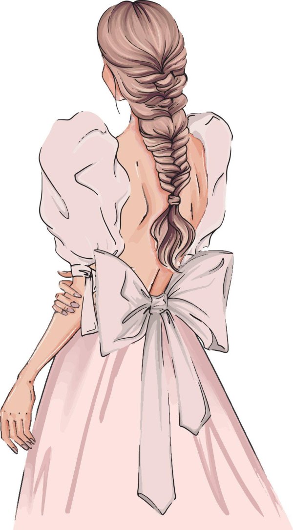 Девушек со спины нарисованные