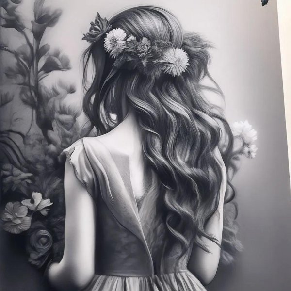 Девушек со спины нарисованные