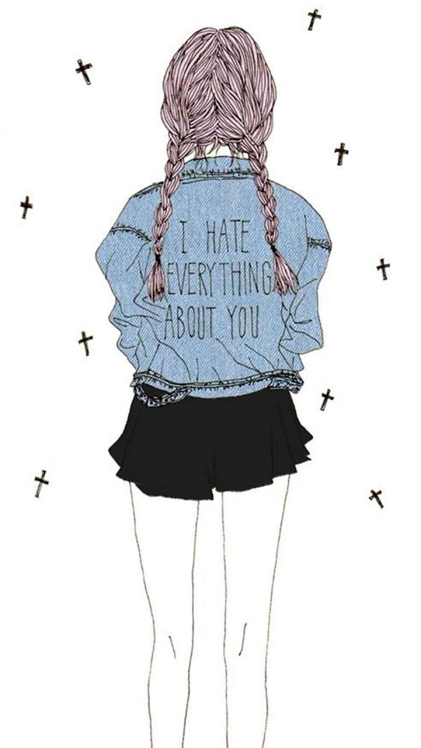 Девушек со спины нарисованные