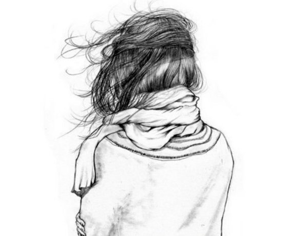 Девушек со спины нарисованные
