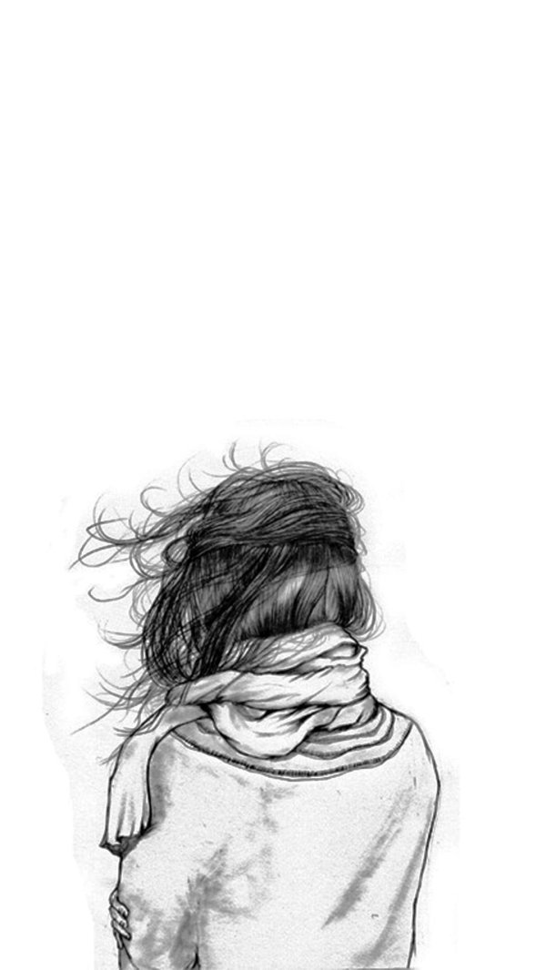 Девушек со спины нарисованные