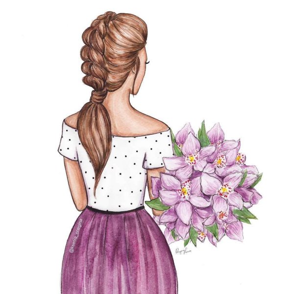 Девушек со спины нарисованные