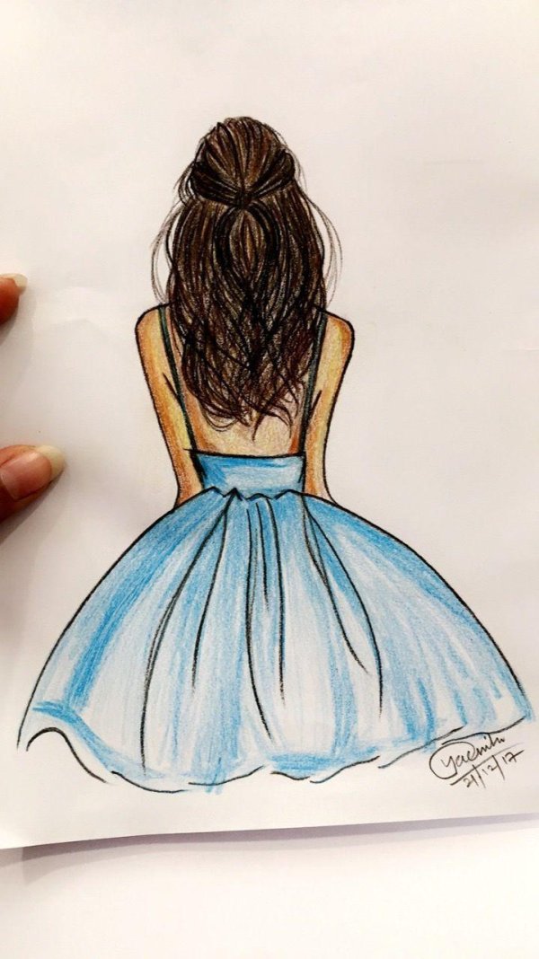 Девушек со спины нарисованные