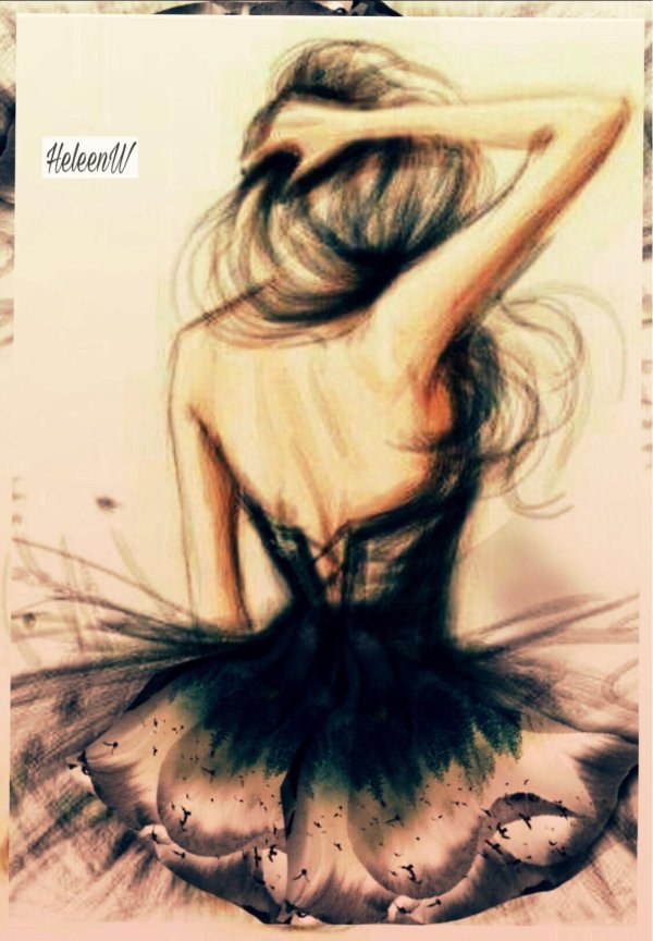 Девушек со спины нарисованные