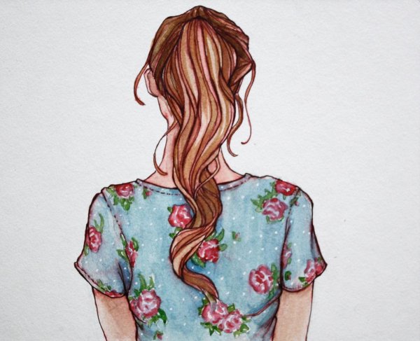 Девушек со спины нарисованные